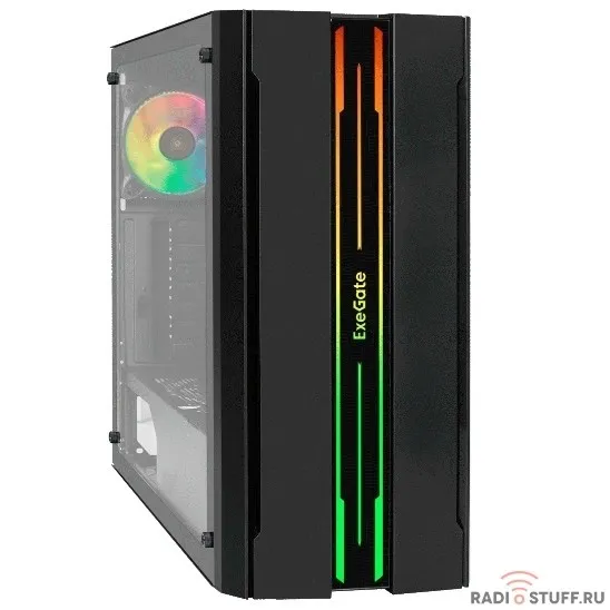 Exegate EX292733RUS Корпус Miditower ExeGate EVO-5020-NPX500 (ATX, 500NPX 12см, с окном, 1*USB+1*USB3.0, HD аудио, 1 вент. 12см с RGB подсветкой)