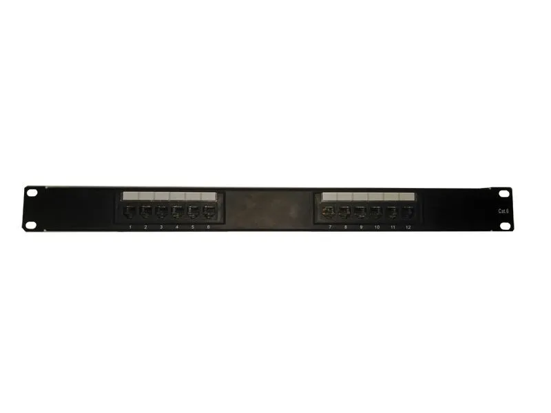 Патч-панель UTP, 19", 12 портов RJ45, cat.6, 1U, 110 Type, черная "L"