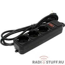 Exegate EX221176RUS Сетевой фильтр Exegate SP-3-1.8B (3 розетки, 1.8м, евровилка, черный)