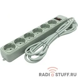 Exegate EX119392RUS Сетевой фильтр Exegate SP-6-3G (6 розеток, 3м, евровилка, серый)