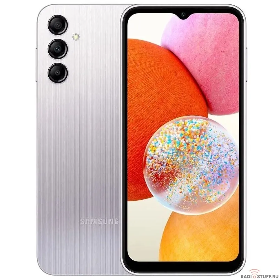 Смартфон Samsung SM-A145 Galaxy A14 128Gb 4Gb серебристый моноблок 3G 4G 2Sim 6.6" 1080x2408 Android 13 50Mpix 802.11 a/b/g/n/ac NFC GPS GSM900/1800 GSM1900 microSD max1024Gb