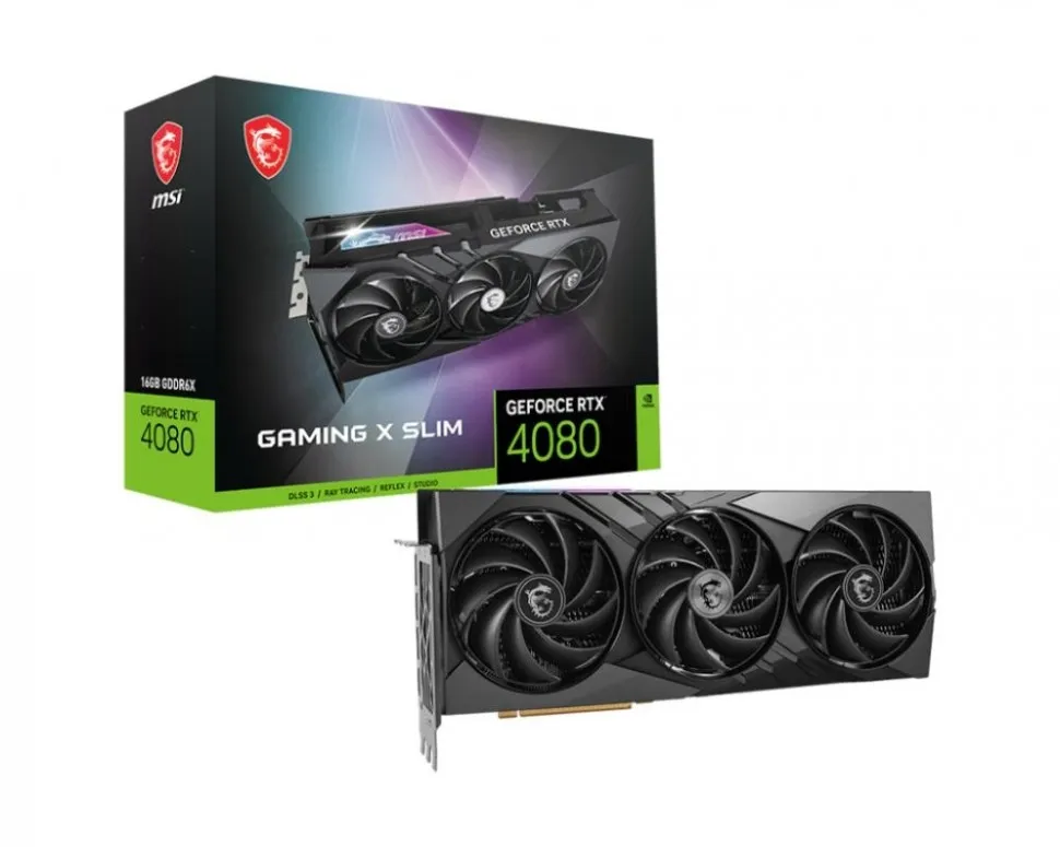 Видеокарта MSI 16 Гб GDDR6X 256 бит PCIE 4.0 16x GPU 2210 МГц Активный 2xВыход HDMI 2xВыход DisplayPort 408016GBGAMINGXSLIM