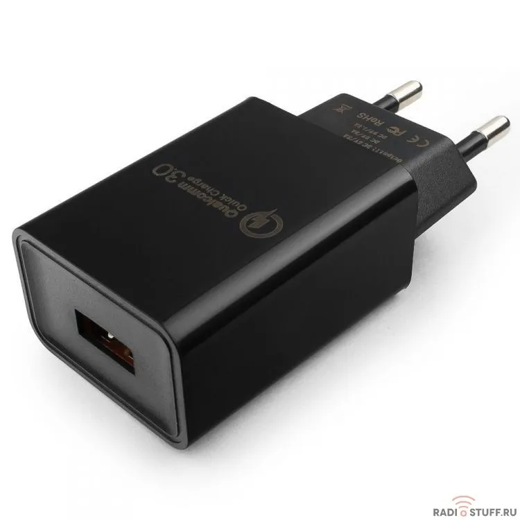Cablexpert Адаптер питания, Qualcomm QC 3.0, 100/220V - 1 USB порт 5/9/12V, черный (MP3A-PC-17)