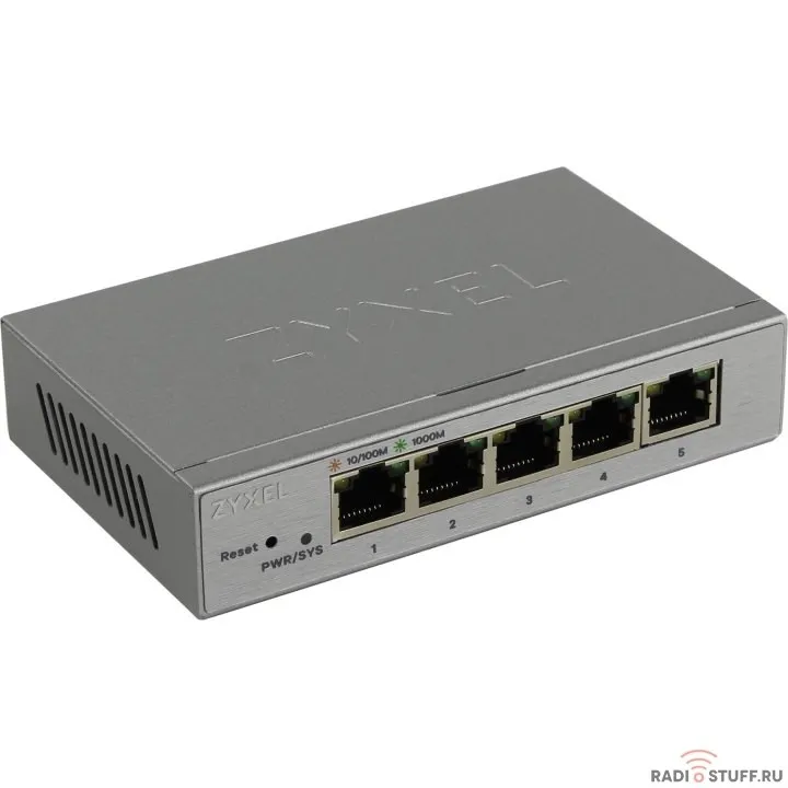 ZYXEL GS1200-5-EU0101F Smart Коммутатор GS1200-5, 5xGE, настольный, бесшумный, с поддержкой VLAN, IGMP, QoS и Link Aggregation