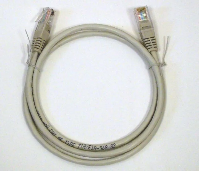 Патч-корд, UTP4 cat.5е, 1м, CCA, серый, TechnoLink