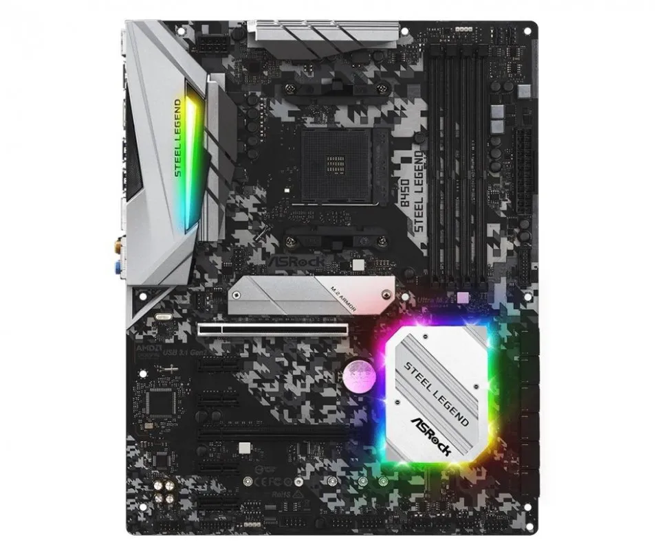 Материнская плата AMD B450 SAM4 ATX B450 STEEL LEGEND ASROCK