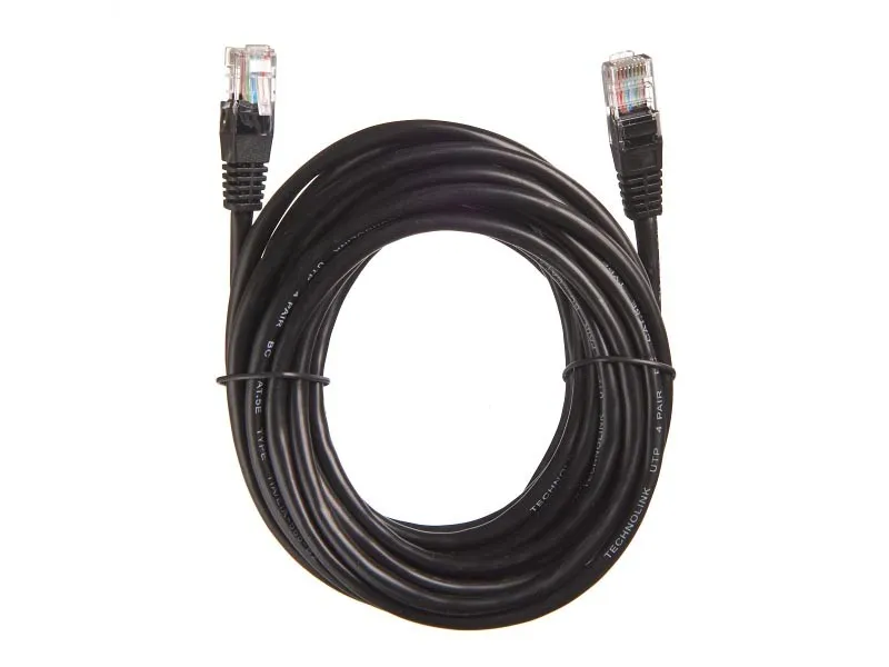 Патч-корд Technolink UTP4 cat 5e, 5,0м, ВС, LSZH, черный, литой коннектор