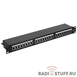 Коммутационная панель 19'', 1U, экранированная, 24 порта cat.6e, Cablexpert 
