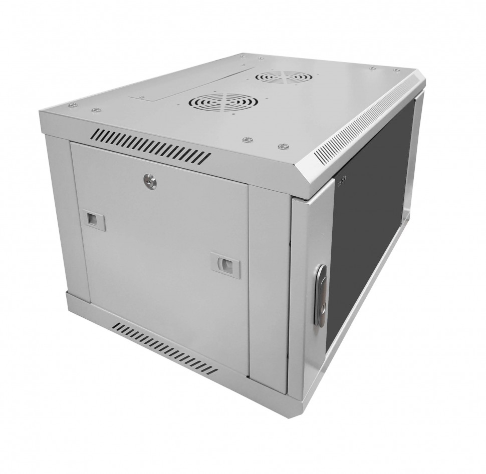 Шкаф настенный 9U серия WMA (Wall Maestro) (600х600х500), передняя дверь стекло, разборный, серый, Netko  "А"