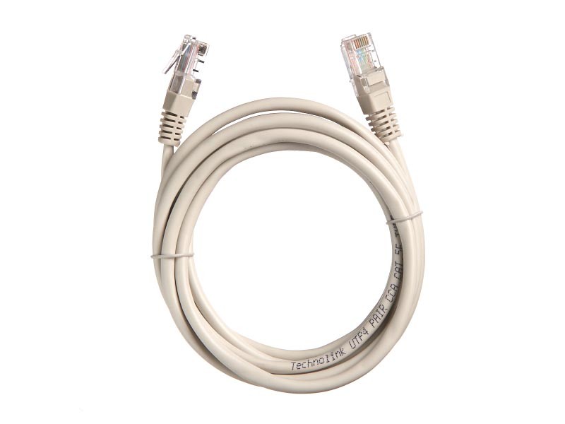 Патч-корд Technolink "C" UTP4 cat.5е, 2.0м, CCA, серый, литой коннектор