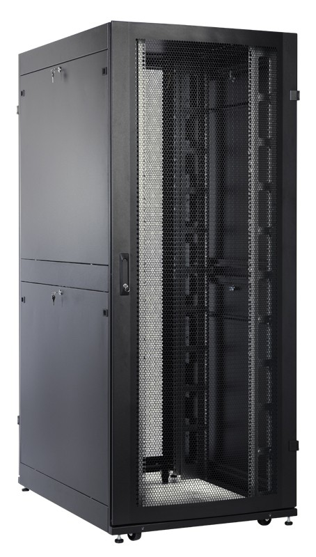 Шкаф серверный ПРОФ напольный, 42U, (800x1200мм), дверь перфор., задние двойные перфор., черный, в сборе, ЦМО
